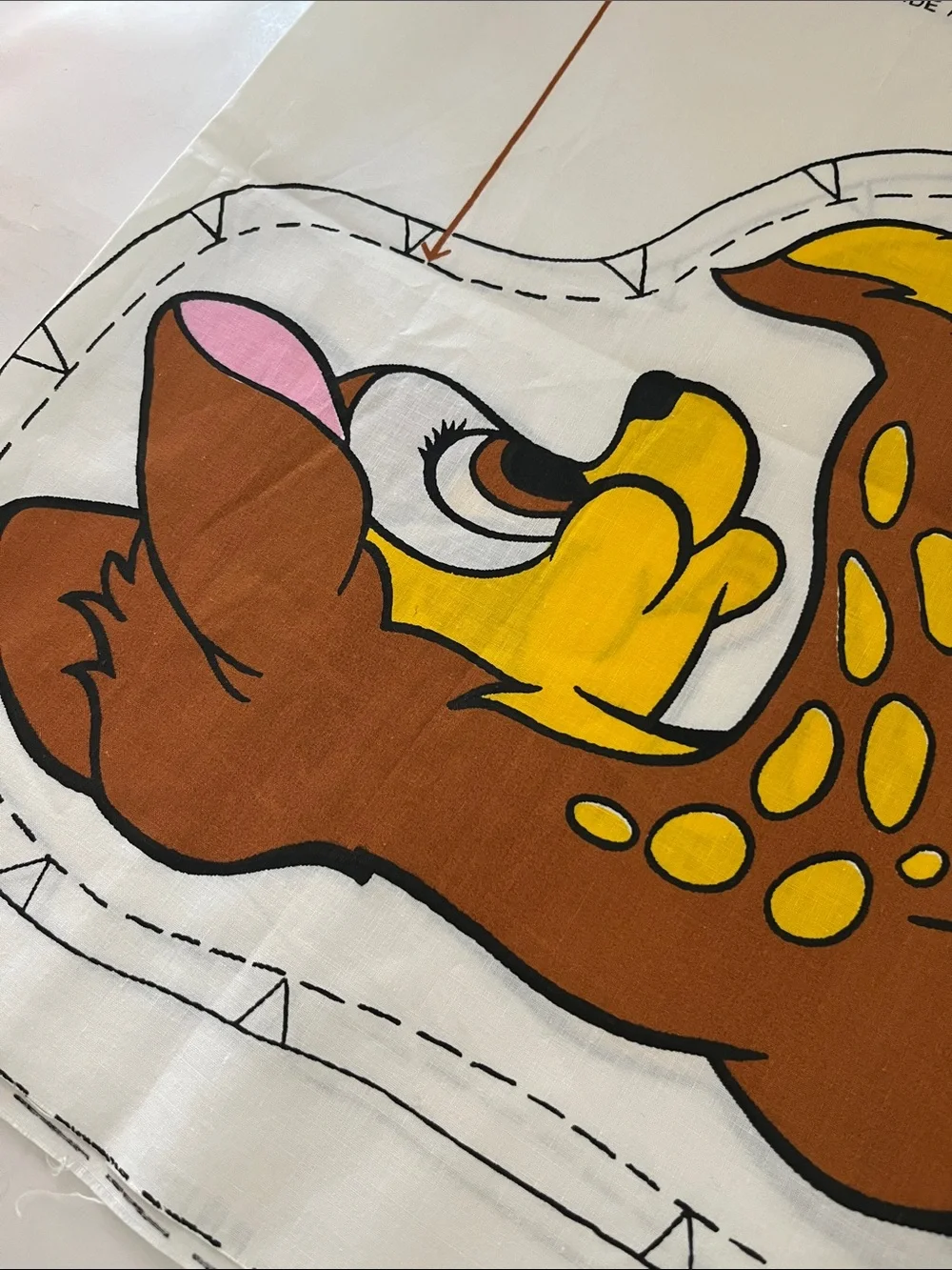 Vintage Disney Bambi Deer Pillow Panel - Brown & Yellow Fawn Print